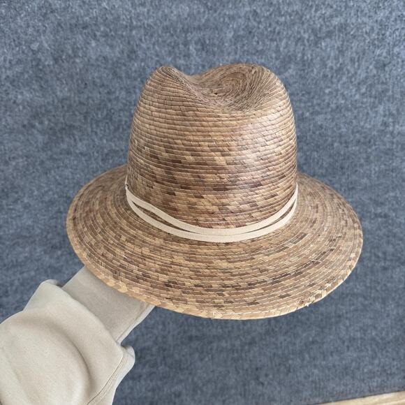 Rag & Bone Romi Straw Fedora in Light Toast Hat Medium Leather Band Vacation
